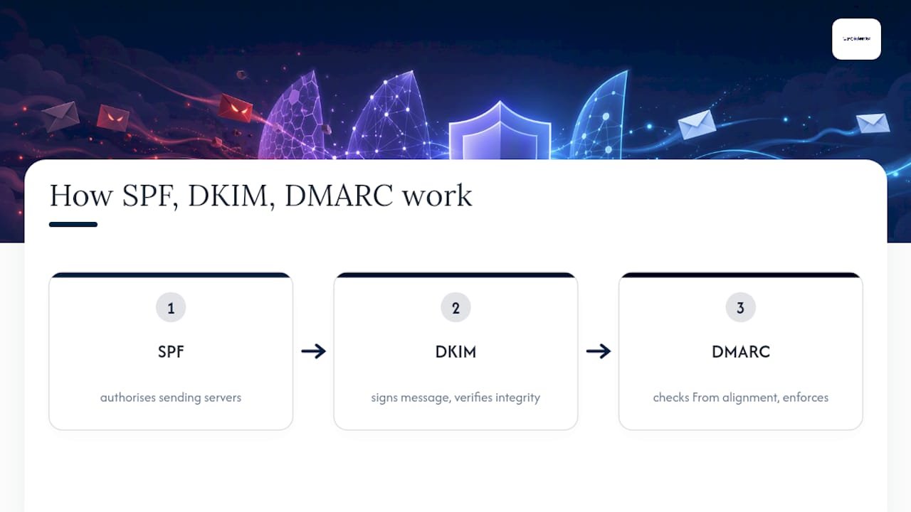 SPF DKIM DMARC email authentication flow