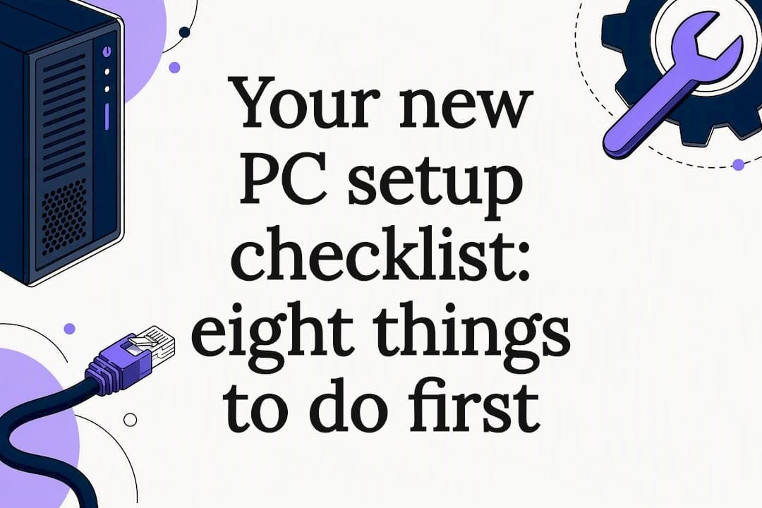 Decorative title card illustration for PC setup checklist