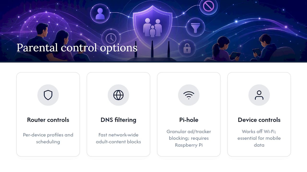 Comparison of four parental control methods