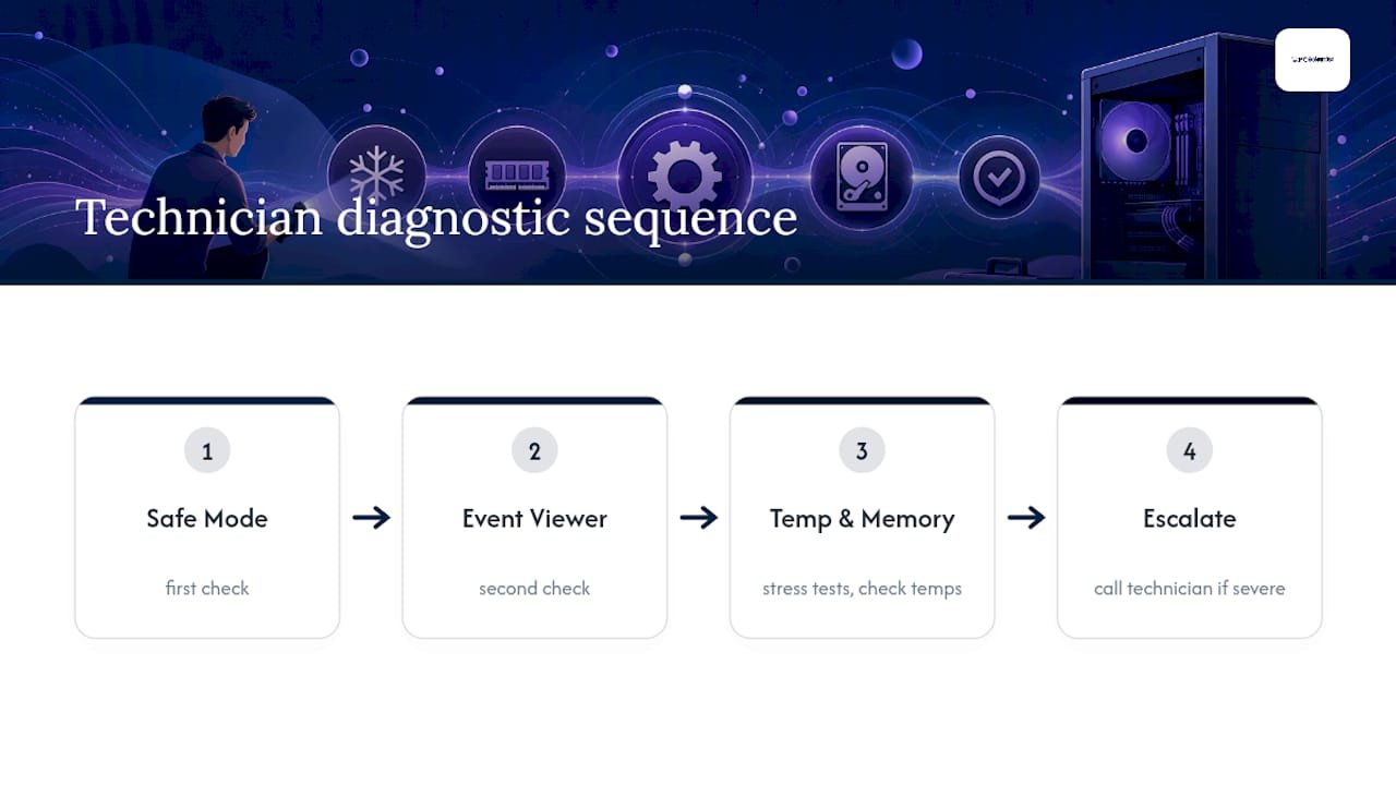 Real diagnostic habits from PC Scientist's technicians - overview diagram