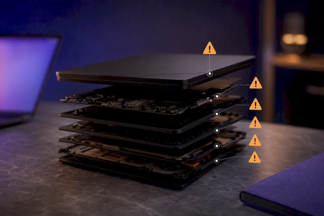 Illustration of hidden laptop failure risks