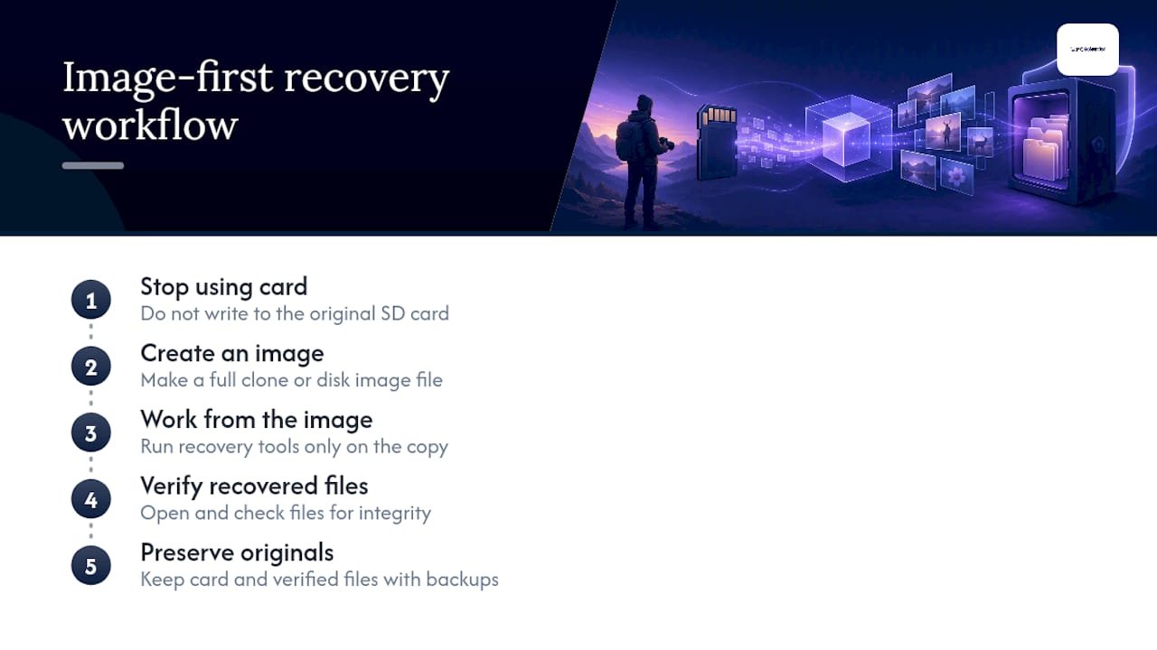 Image-first SD card recovery workflow