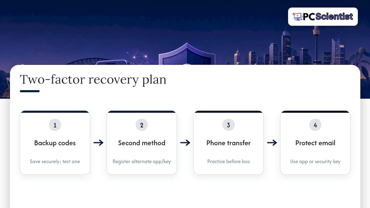 Three-part authenticator recovery plan diagram