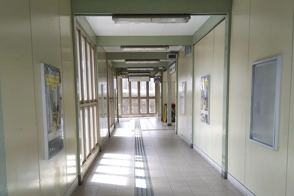 Passageway from platform access to concourse.
