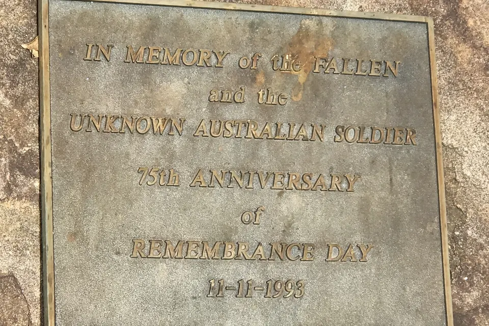Campbelltown Remembrance Day War Memorial Plaque, Mawson Park, Campbelltown, New