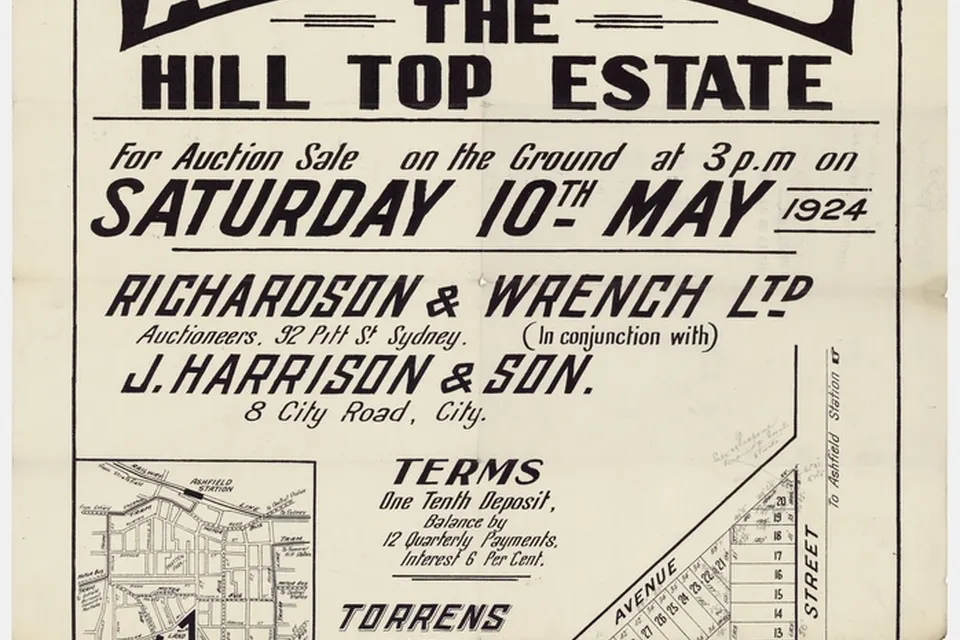 Ashfield The Hill Top Estate, 1924, Richardson and Wrench, Holden St, Trevenar R